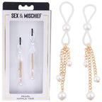 Sex & Mischief Pearl Nipple Ties - Gold/Pearl Nipple Restraints - Set of 2 - Hush Store Sydney 