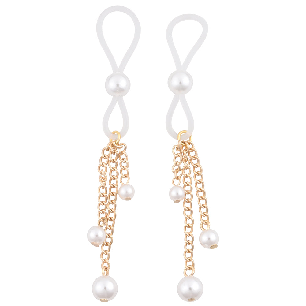 Sex & Mischief Pearl Nipple Ties - Gold/Pearl Nipple Restraints - Set of 2 - Hush Store Sydney 