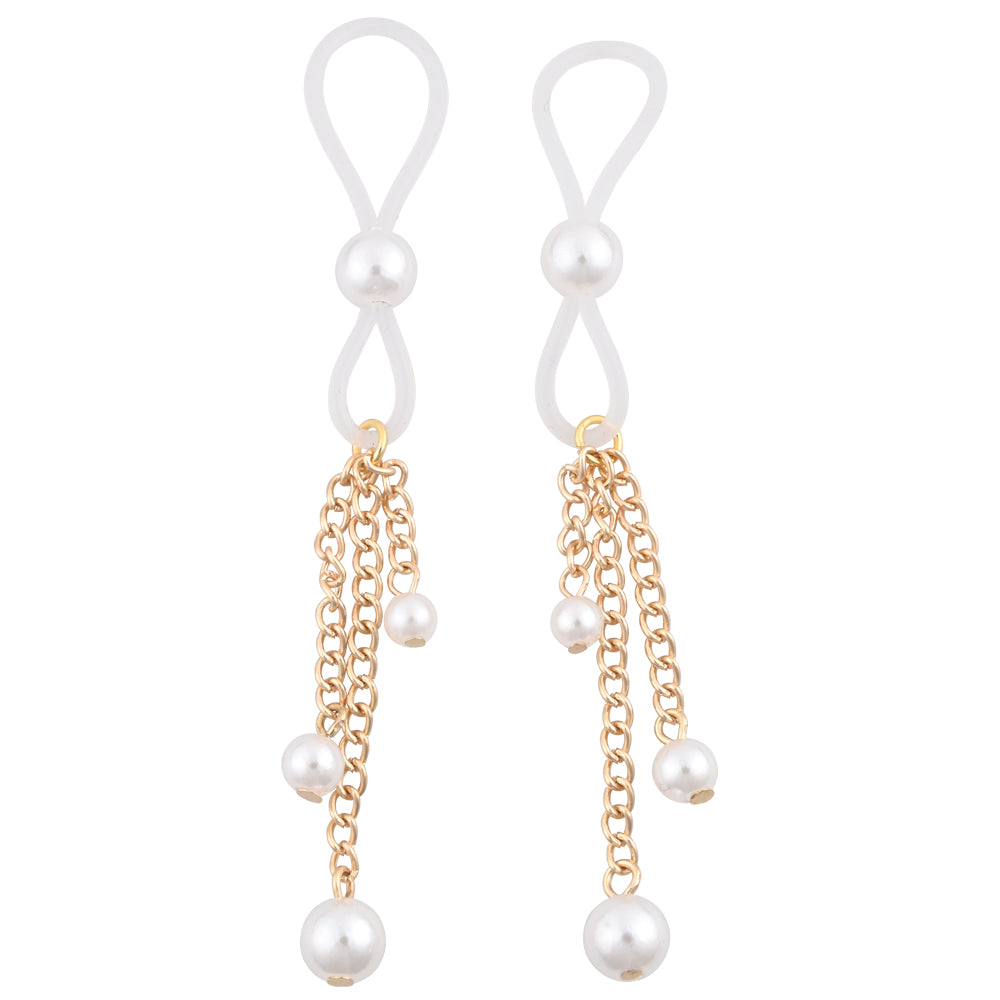 Sex & Mischief Pearl Nipple Ties - Gold/Pearl Nipple Restraints - Set of 2 - Hush Store Sydney 