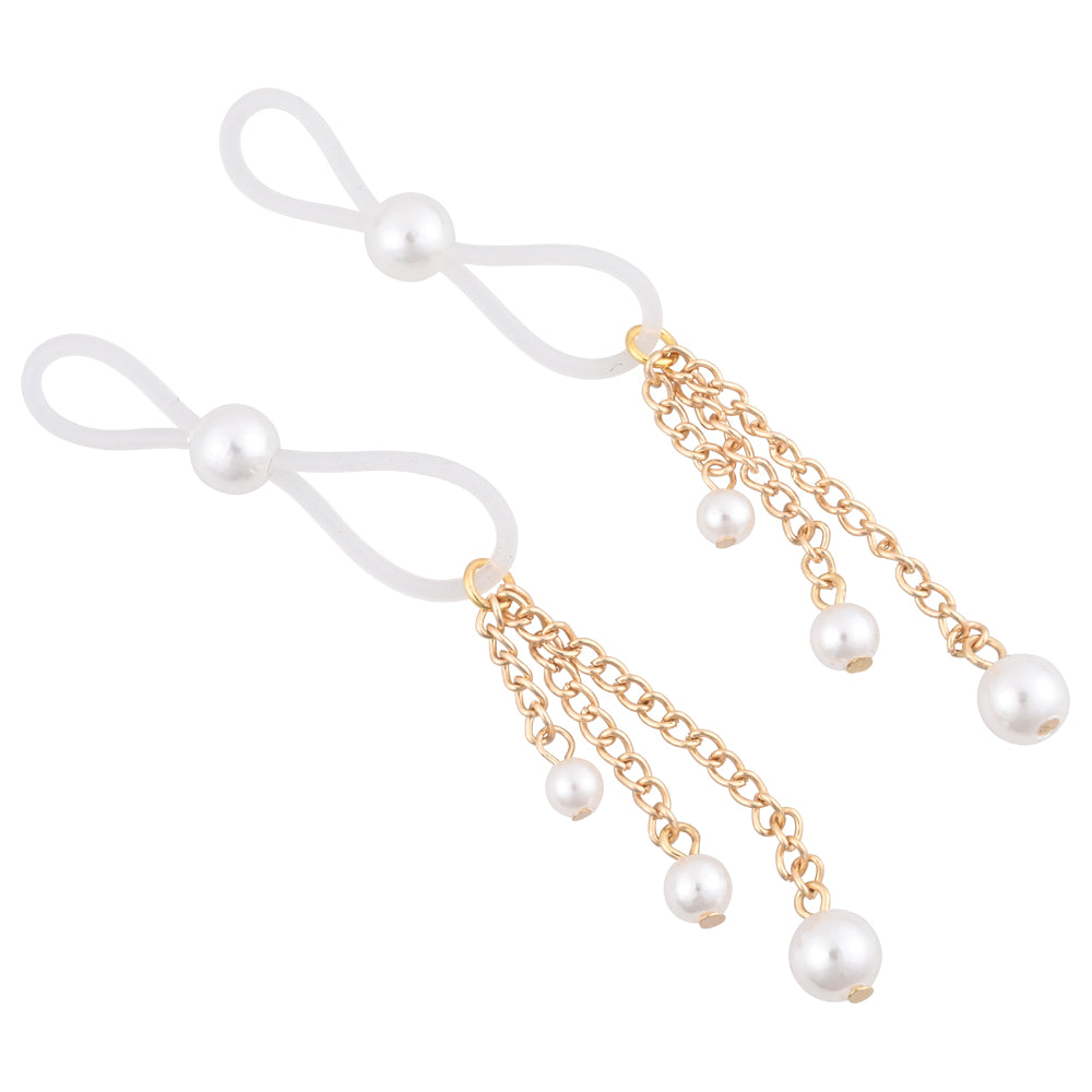 Sex & Mischief Pearl Nipple Ties - Gold/Pearl Nipple Restraints - Set of 2 - Hush Store Sydney 