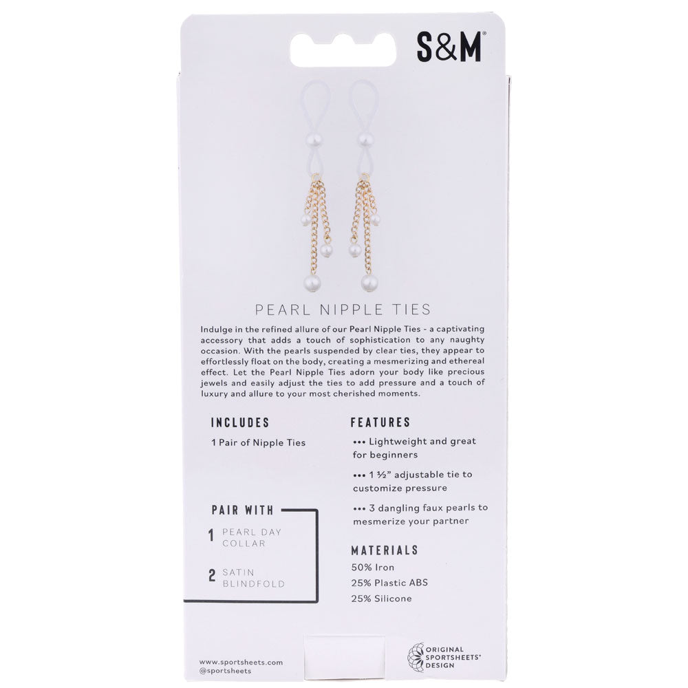 Sex & Mischief Pearl Nipple Ties - Gold/Pearl Nipple Restraints - Set of 2 - Hush Store Sydney 