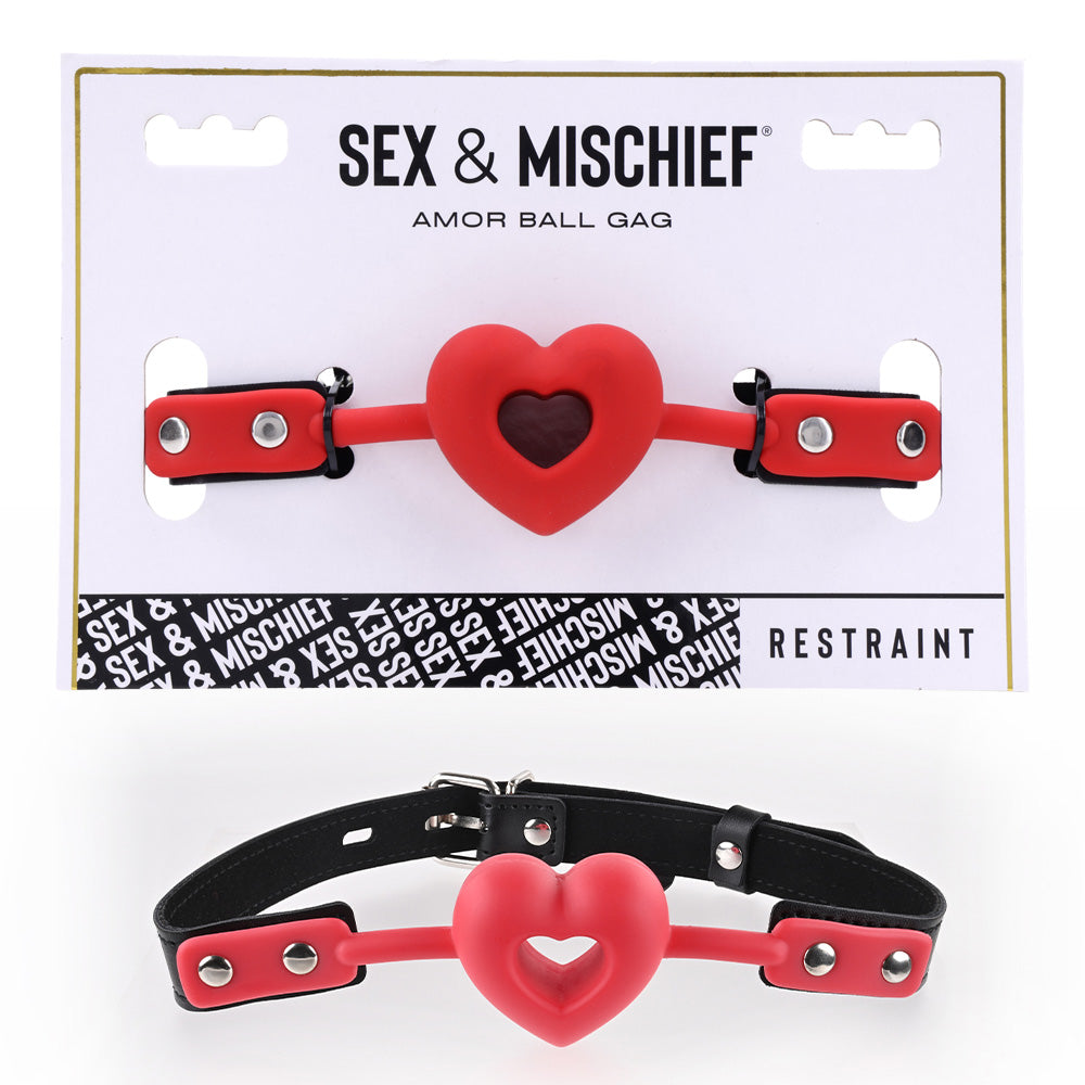 Sex & Mischief Amor Ball Gag - Red/Black Mouth Restraint - Hush Store Sydney 