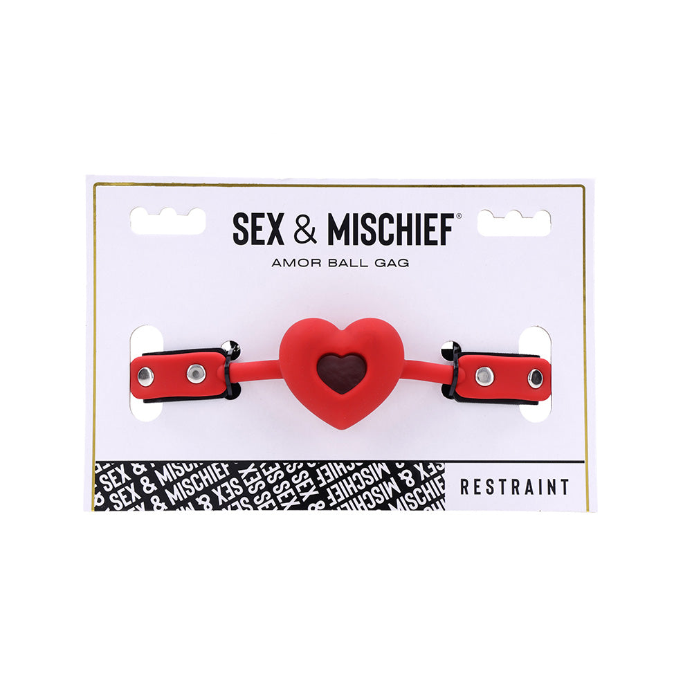 Sex & Mischief Amor Ball Gag - Red/Black Mouth Restraint - Hush Store Sydney 