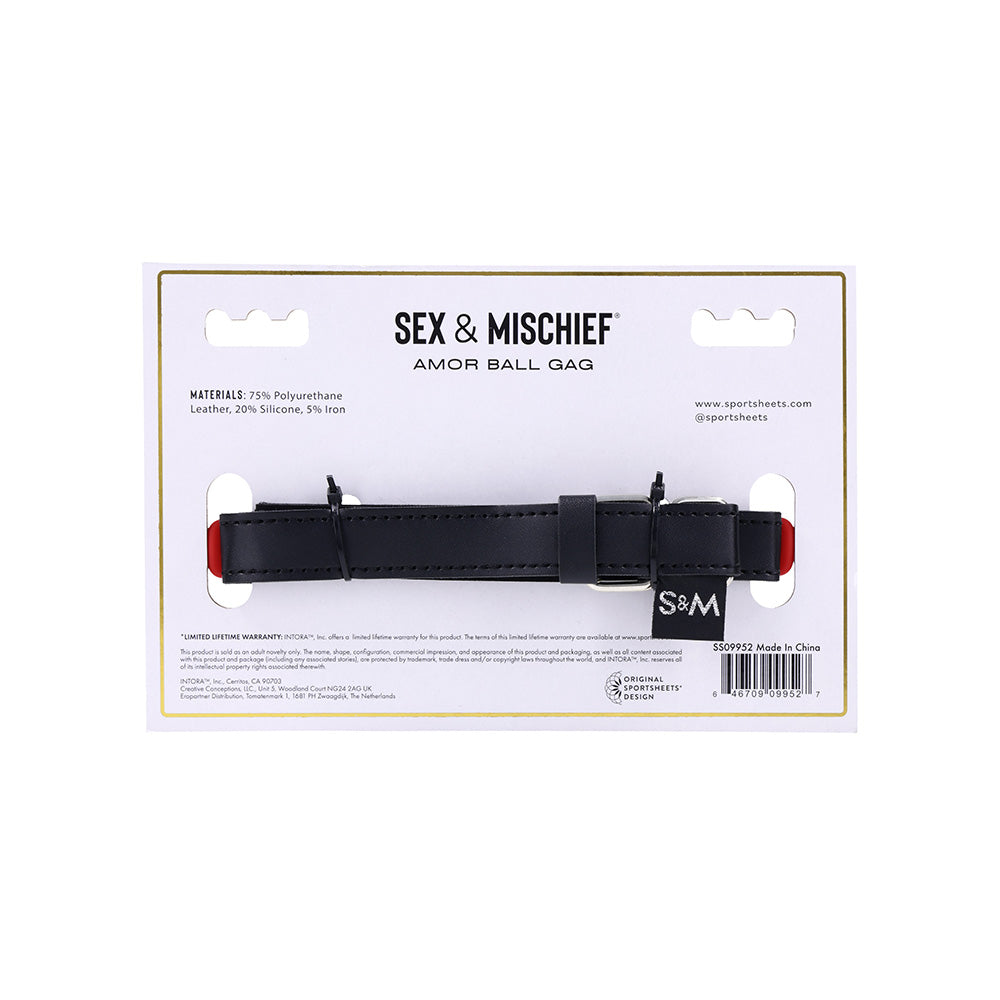 Sex & Mischief Amor Ball Gag - Red/Black Mouth Restraint - Hush Store Sydney 