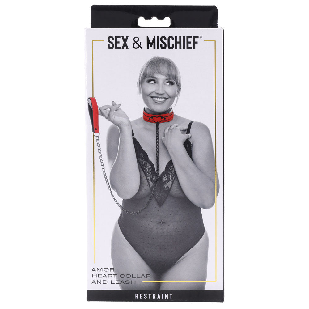 Sex & Mischief Amor Collar and Leash - Red Restraint - Hush Store Sydney 