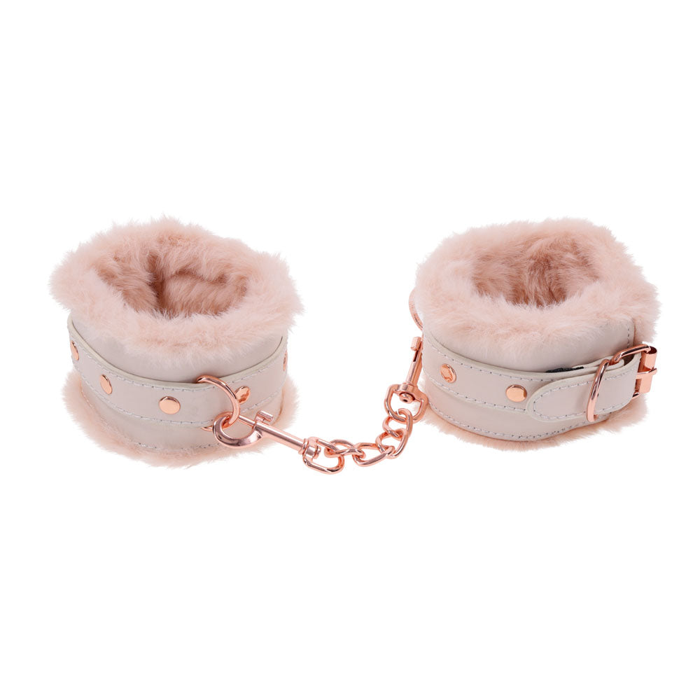 Sex & Mischief Peaches n CreaMe Fur Handcuffs - Peach Restraints - Hush Store Sydney 