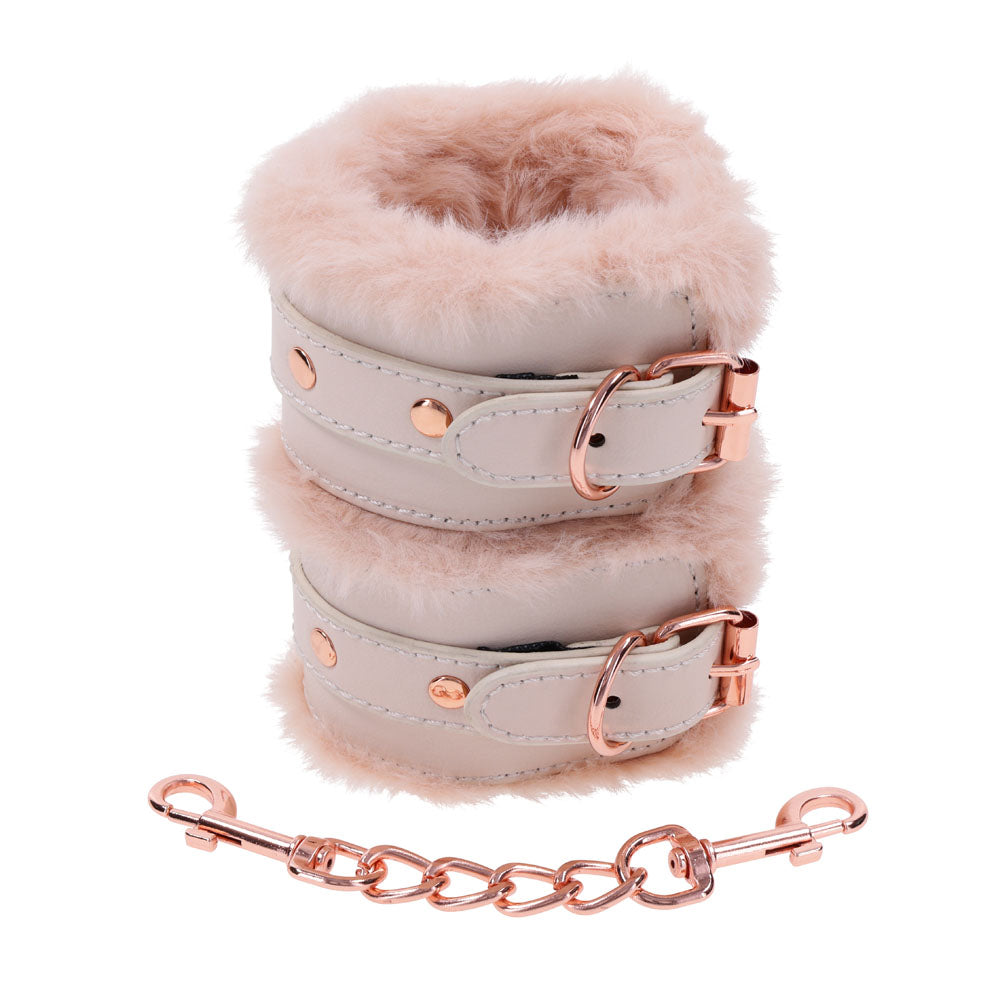 Sex & Mischief Peaches n CreaMe Fur Handcuffs - Peach Restraints - Hush Store Sydney 
