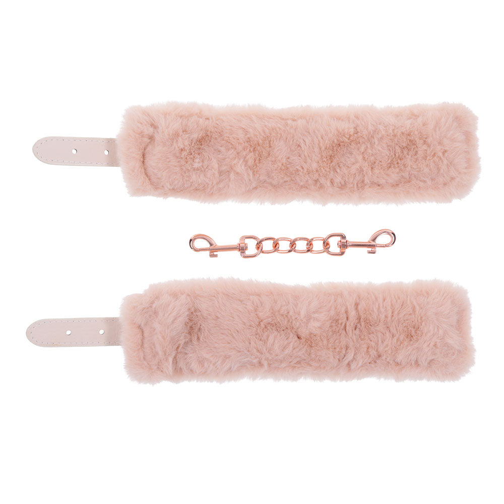 Sex & Mischief Peaches n CreaMe Fur Handcuffs - Peach Restraints - Hush Store Sydney 