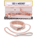 Sex & Mischief Peaches n CreaMe Fur Collar & Leash - Peach Restraint - Hush Store Sydney 