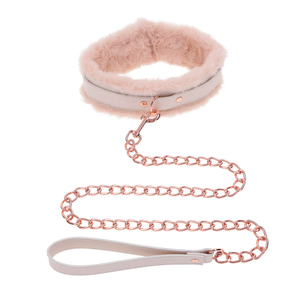 Sex & Mischief Peaches n CreaMe Fur Collar & Leash - Peach Restraint - Hush Store Sydney 