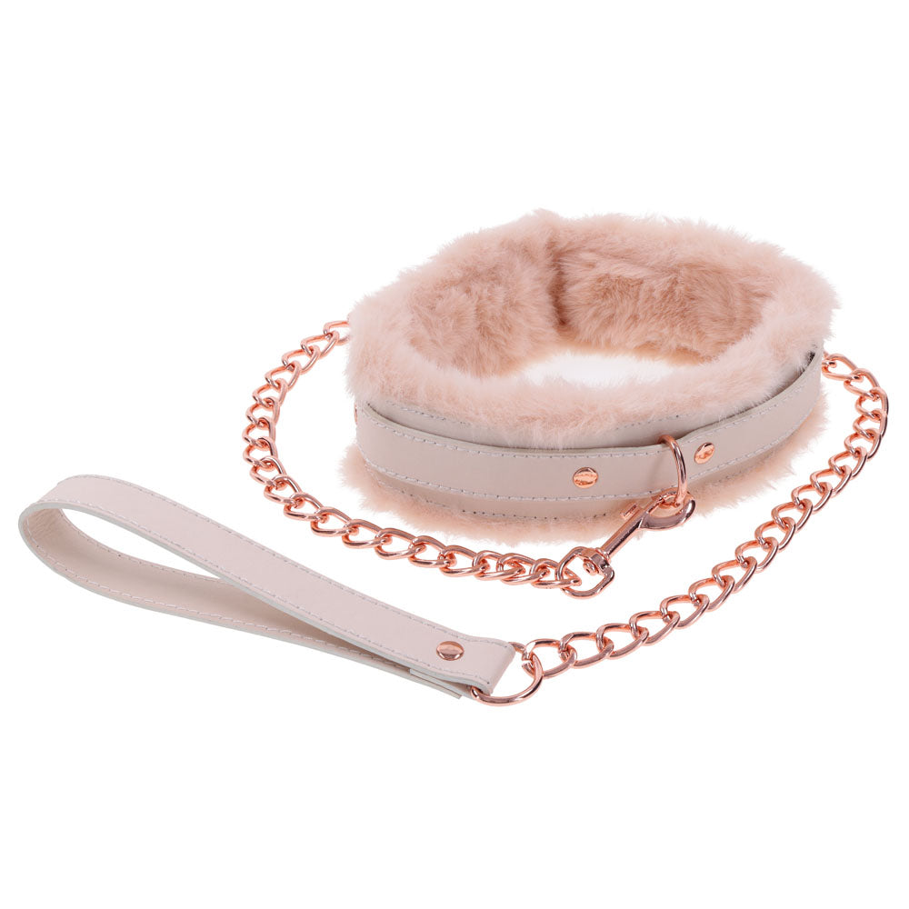 Sex & Mischief Peaches n CreaMe Fur Collar & Leash - Peach Restraint - Hush Store Sydney 