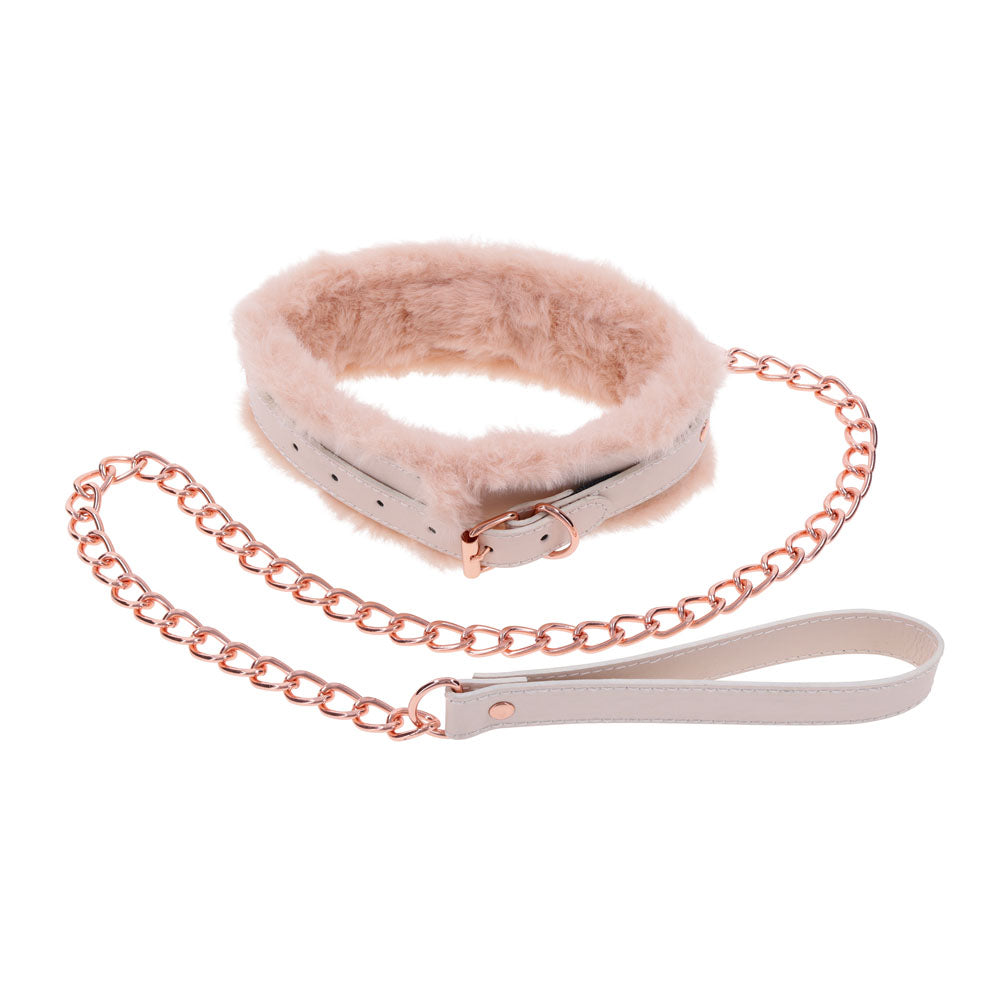 Sex & Mischief Peaches n CreaMe Fur Collar & Leash - Peach Restraint - Hush Store Sydney 