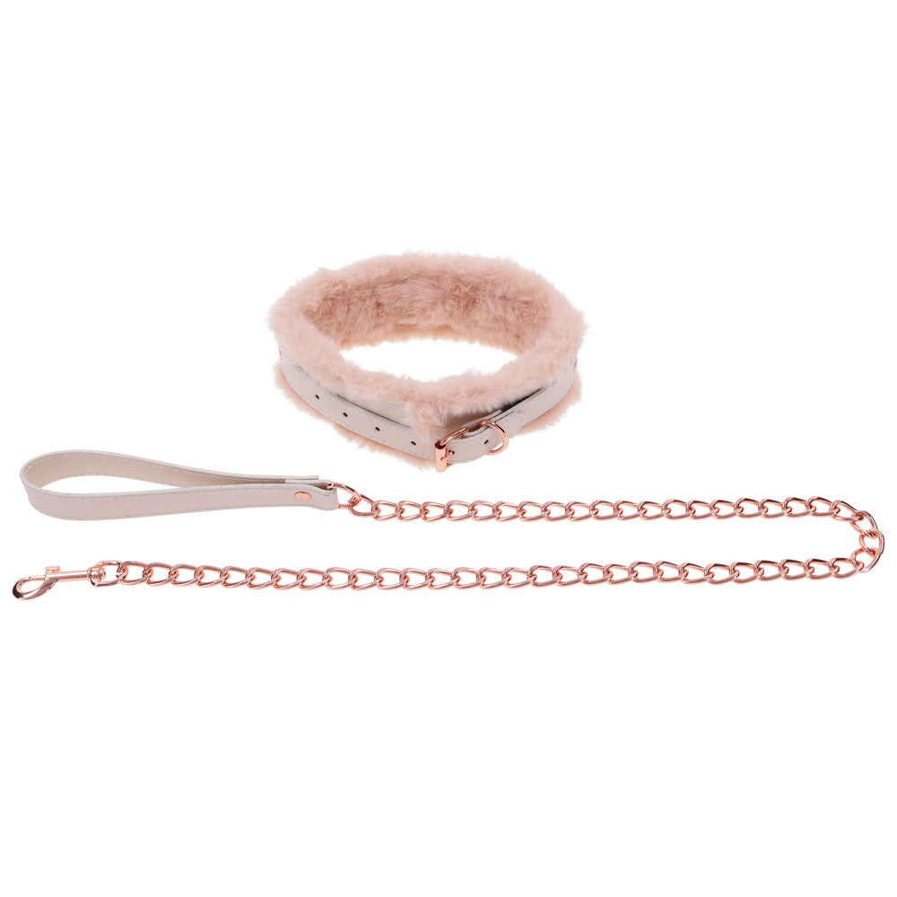 Sex & Mischief Peaches n CreaMe Fur Collar & Leash - Peach Restraint - Hush Store Sydney 