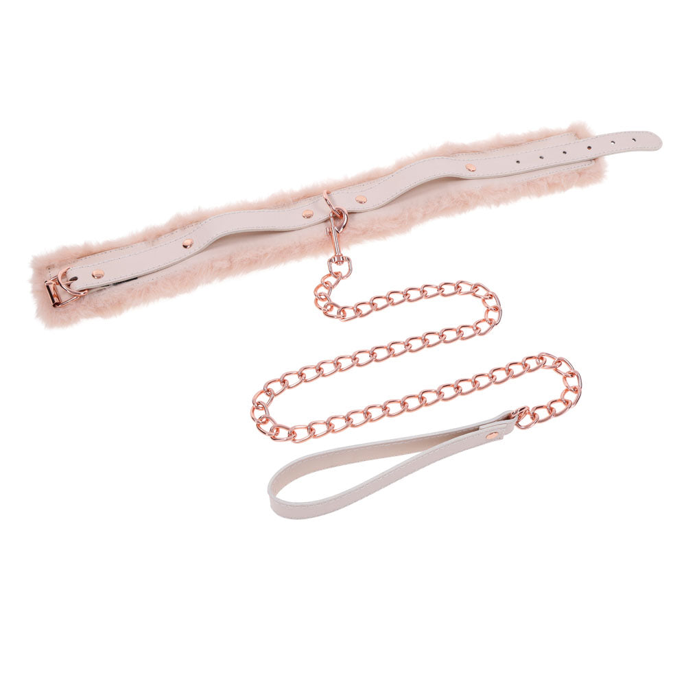 Sex & Mischief Peaches n CreaMe Fur Collar & Leash - Peach Restraint - Hush Store Sydney 