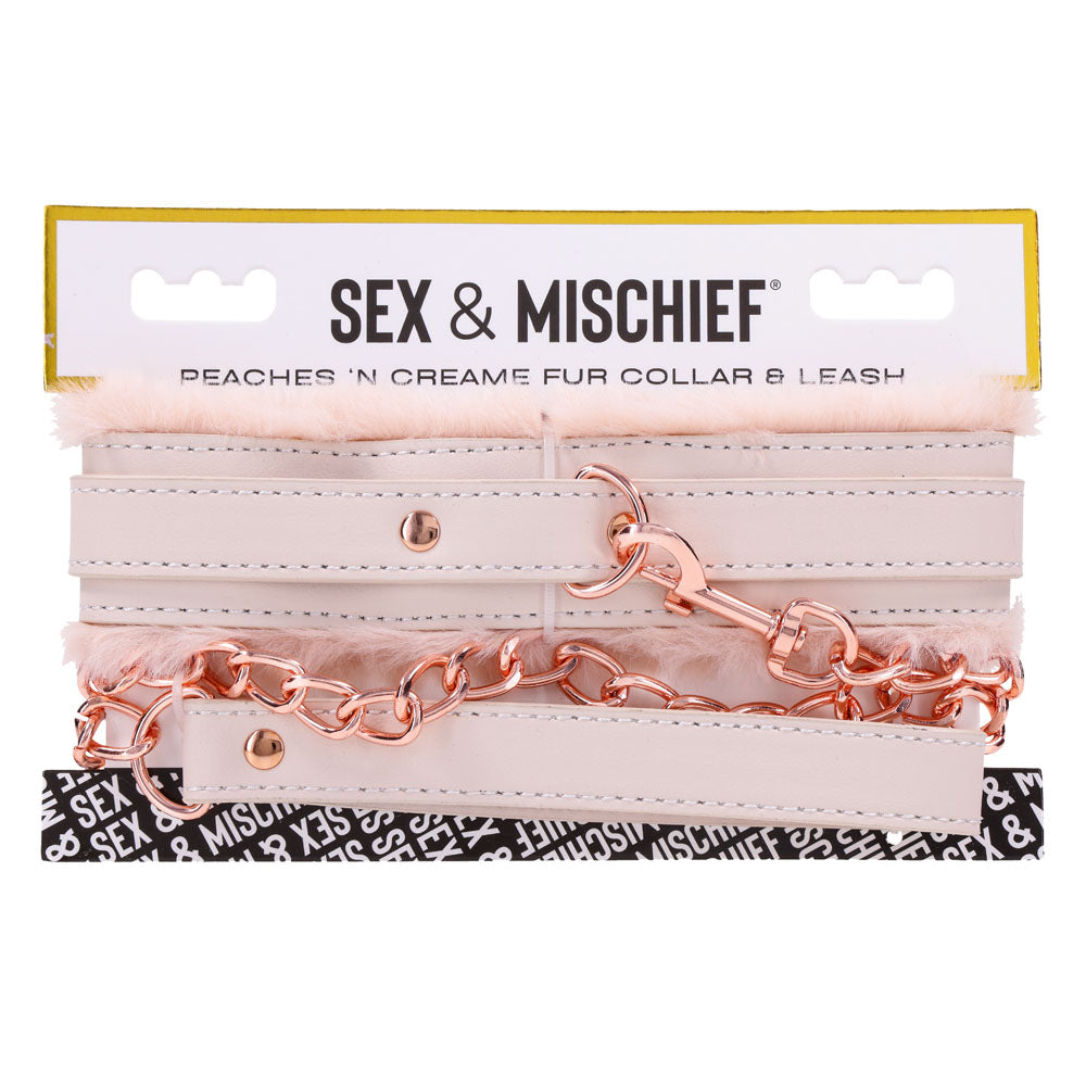 Sex & Mischief Peaches n CreaMe Fur Collar & Leash - Peach Restraint - Hush Store Sydney 