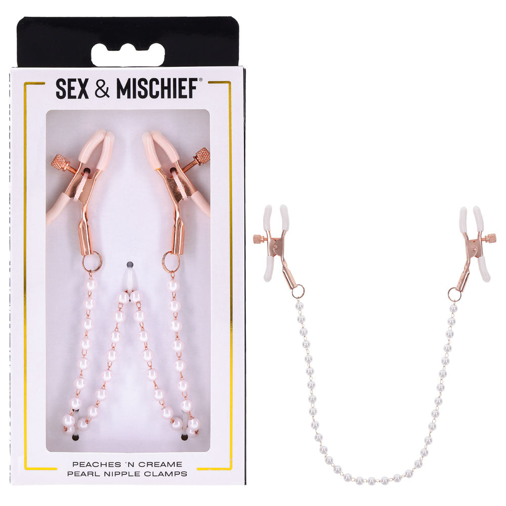 Sex & Mischief Peaches n CreaMe Pearl Nipple Clamps - Peach Nipple Restraints - Hush Store Sydney 
