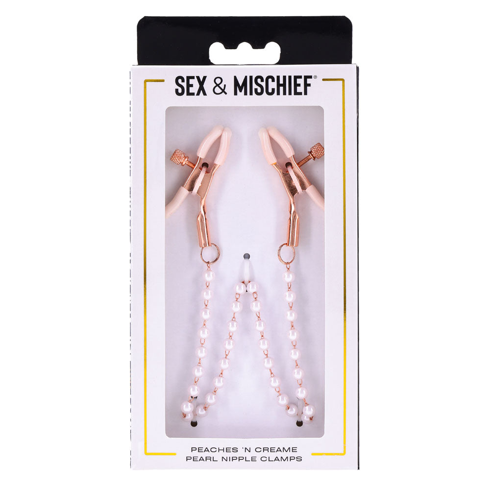 Sex & Mischief Peaches n CreaMe Pearl Nipple Clamps - Peach Nipple Restraints - Hush Store Sydney 