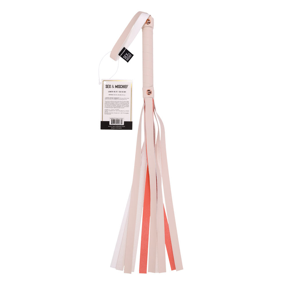 Sex & Mischief Peaches n CreaMe Stripe Flogger - Peach 80 cm Flogger Whip - Hush Store Sydney 