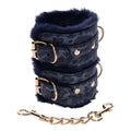 Sex & Mischief Cougar Fur Handcuffs - Navy Blue/Gold Furry Restraints - Hush Store Sydney 