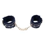 Sex & Mischief Cougar Fur Handcuffs - Navy Blue/Gold Furry Restraints - Hush Store Sydney 