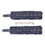 Sex & Mischief Cougar Fur Handcuffs - Navy Blue/Gold Furry Restraints - Hush Store Sydney 
