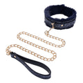 Sex & Mischief Cougar Fur Collar & Leash - Navy Blue/Gold Furry Restraint - Hush Store Sydney 