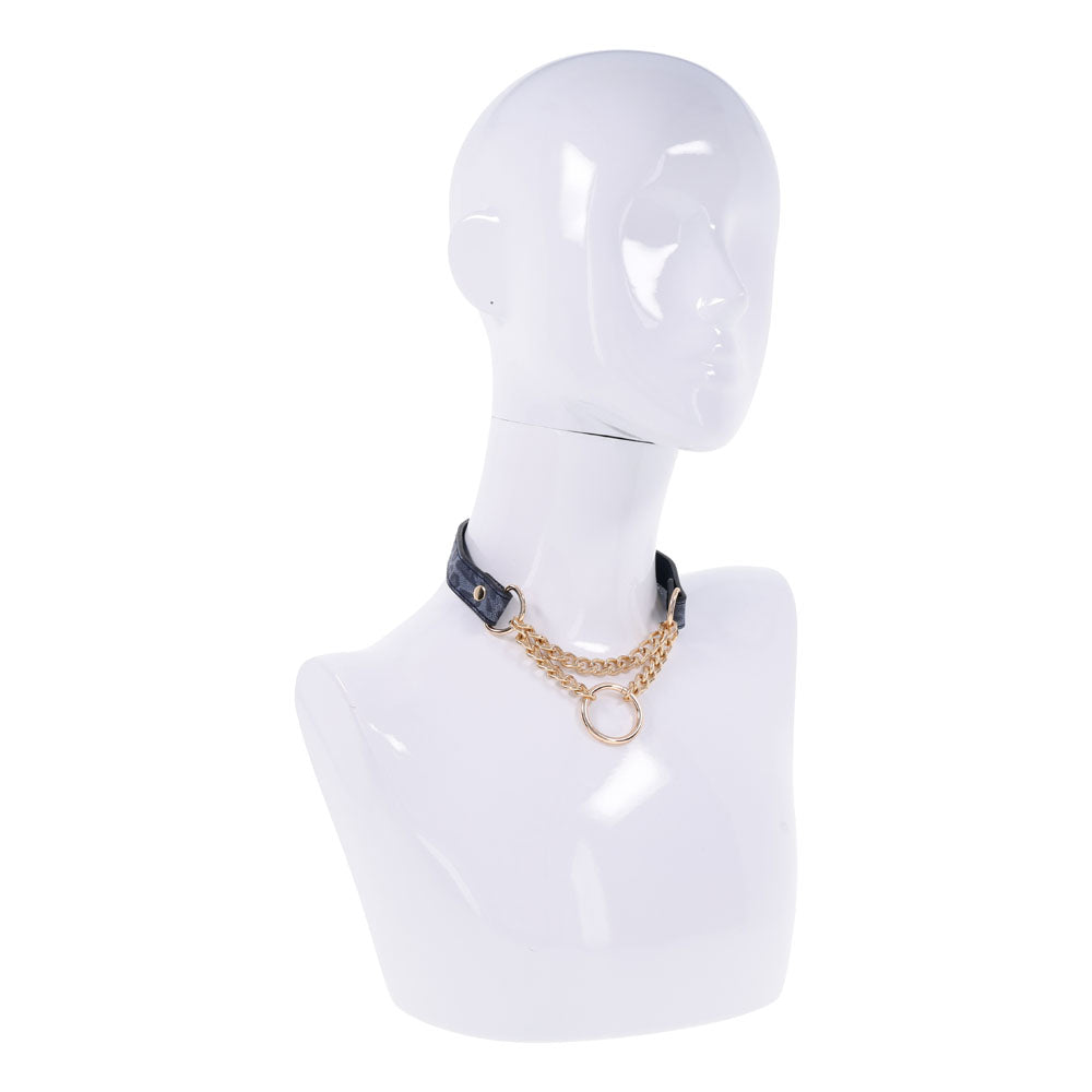 Sex & Mischief Cougar Day Collar - Navy Blue/Gold Collar - Hush Store Sydney 