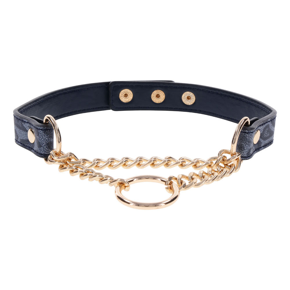Sex & Mischief Cougar Day Collar - Navy Blue/Gold Collar - Hush Store Sydney 