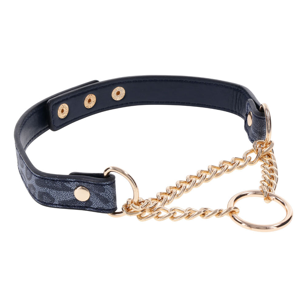 Sex & Mischief Cougar Day Collar - Navy Blue/Gold Collar - Hush Store Sydney 