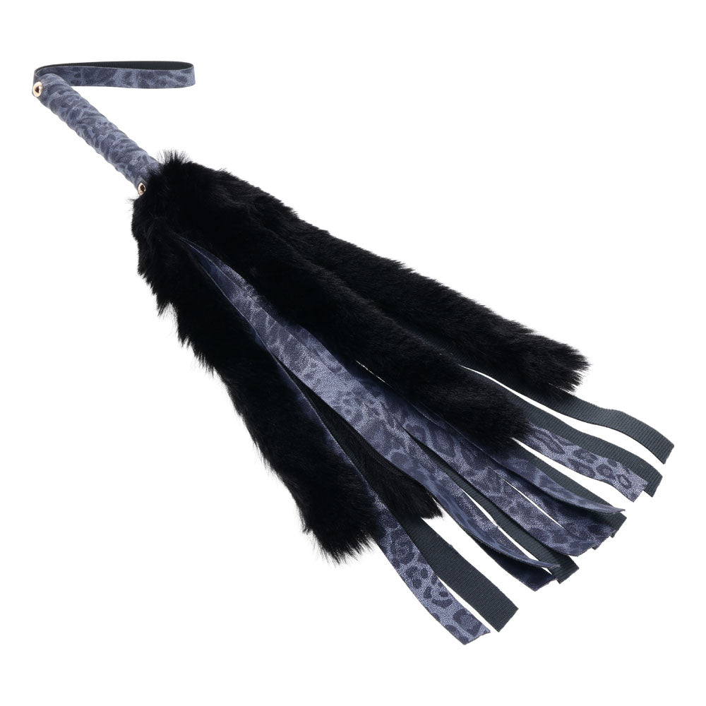 Sex & Mischief Cougar Faux Fur Flogger - Navy Blue/Black Furry Flogger Whip - Hush Store Sydney 