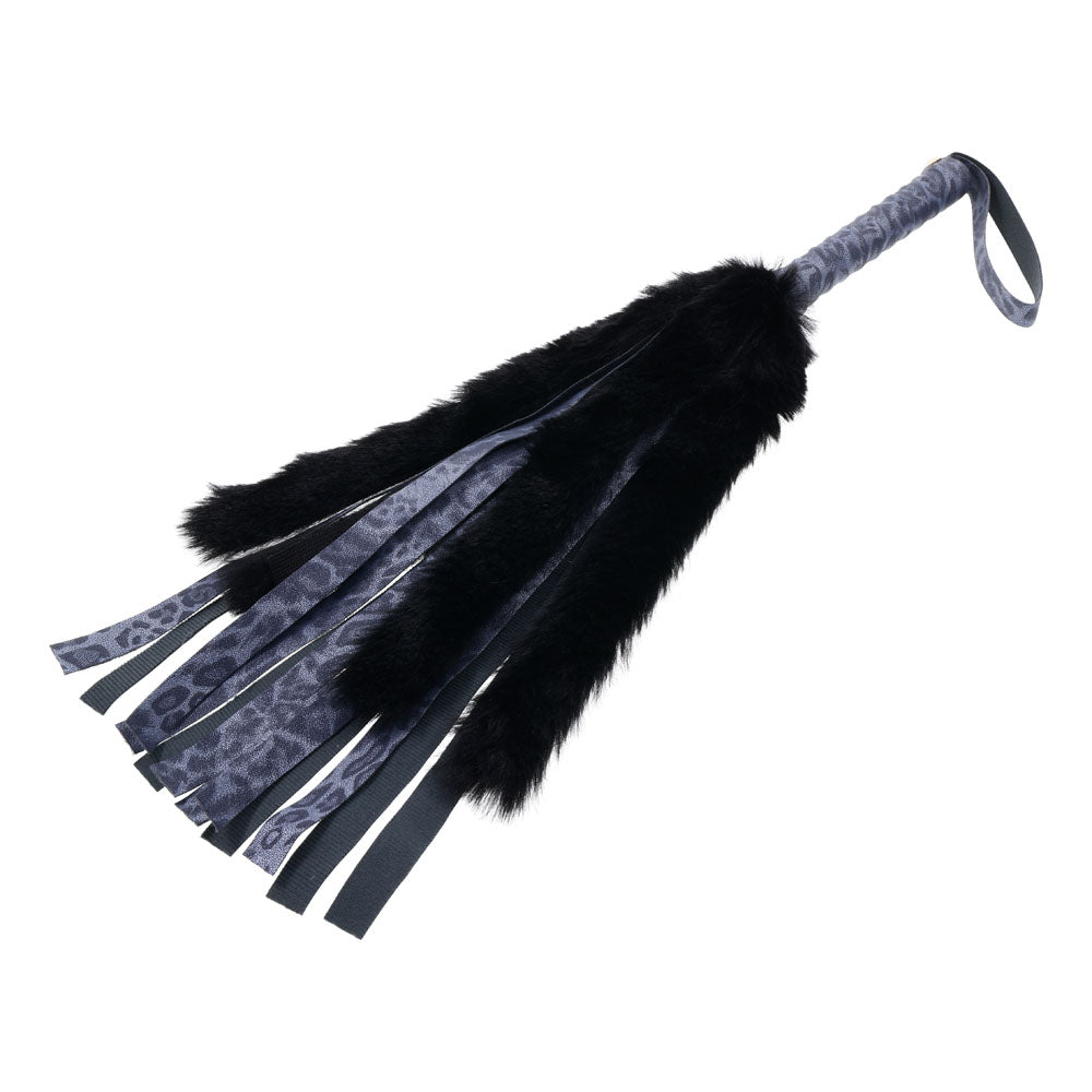 Sex & Mischief Cougar Faux Fur Flogger - Navy Blue/Black Furry Flogger Whip - Hush Store Sydney 