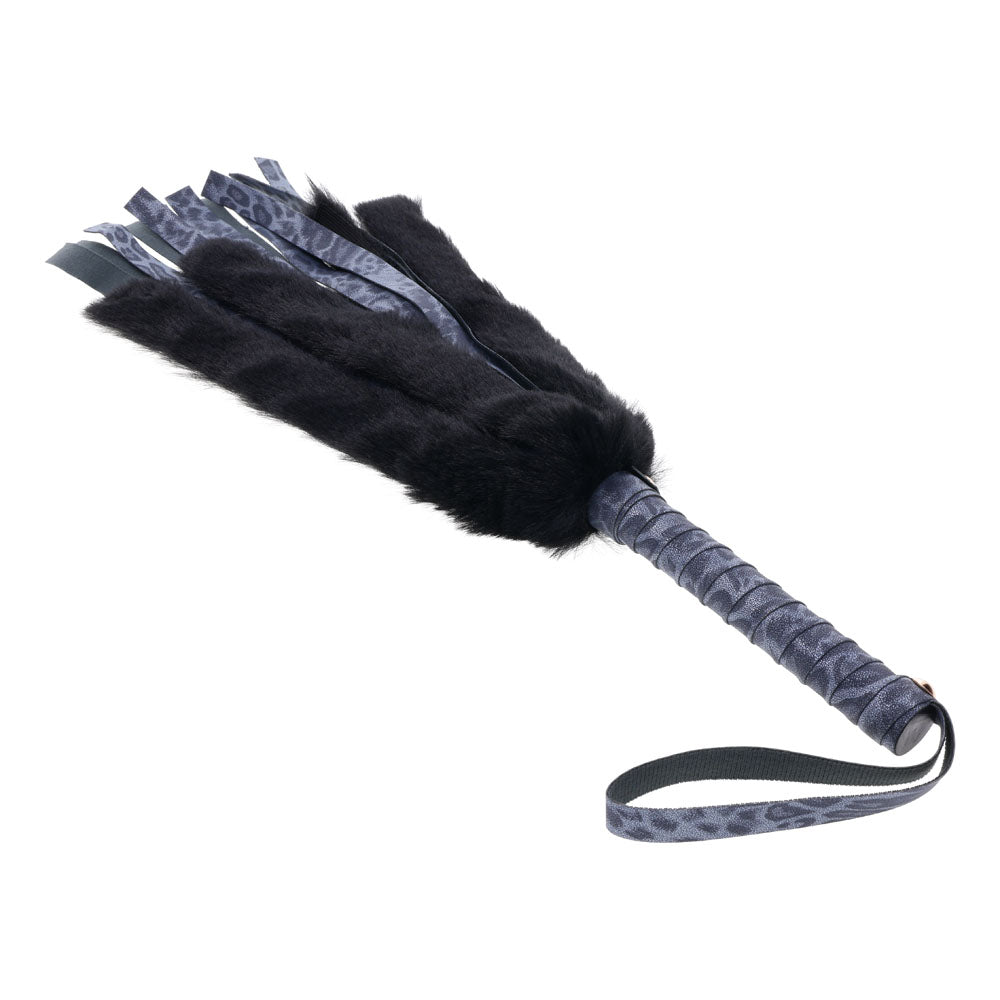 Sex & Mischief Cougar Faux Fur Flogger - Navy Blue/Black Furry Flogger Whip - Hush Store Sydney 