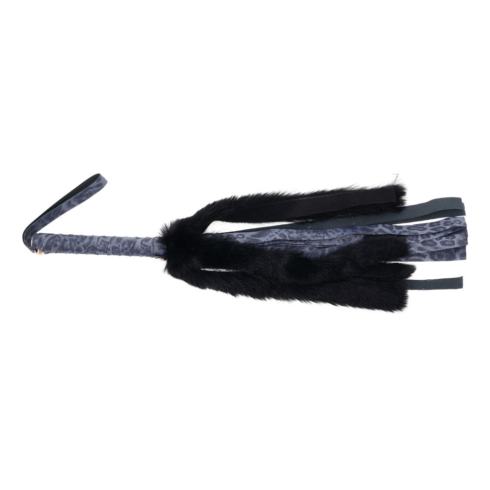 Sex & Mischief Cougar Faux Fur Flogger - Navy Blue/Black Furry Flogger Whip - Hush Store Sydney 