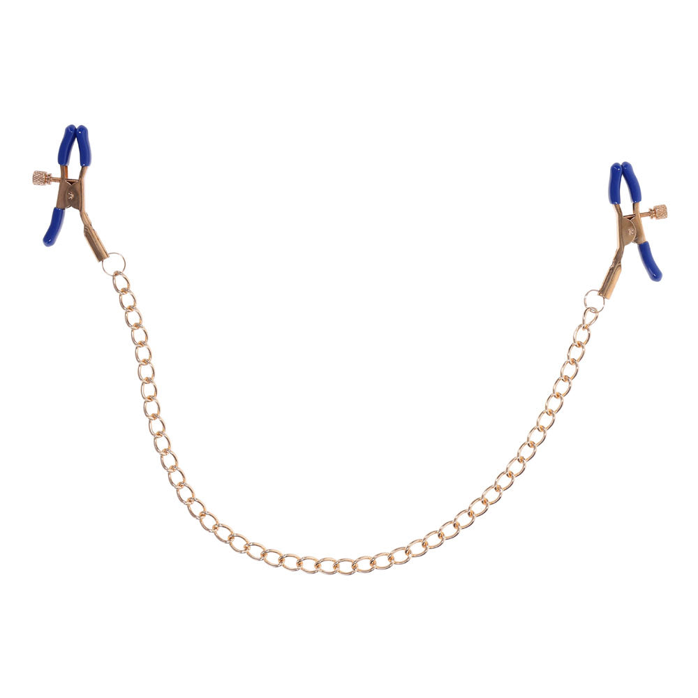 Sex & Mischief Cougar Chained Nipple Clamps - Gold Nipple Clamps with Cougar Chain - Hush Store Sydney 