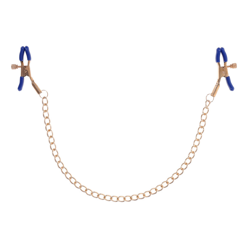 Sex & Mischief Cougar Chained Nipple Clamps - Gold Nipple Clamps with Cougar Chain - Hush Store Sydney 
