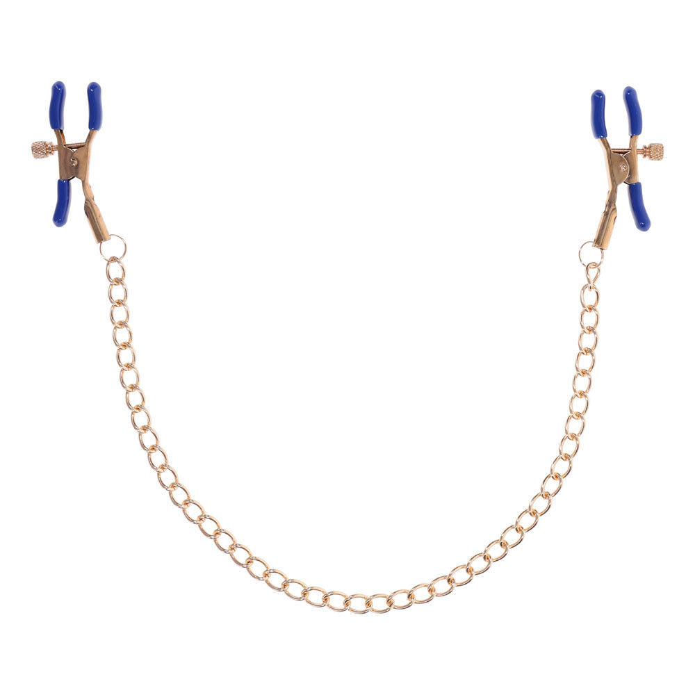 Sex & Mischief Cougar Chained Nipple Clamps - Gold Nipple Clamps with Cougar Chain - Hush Store Sydney 