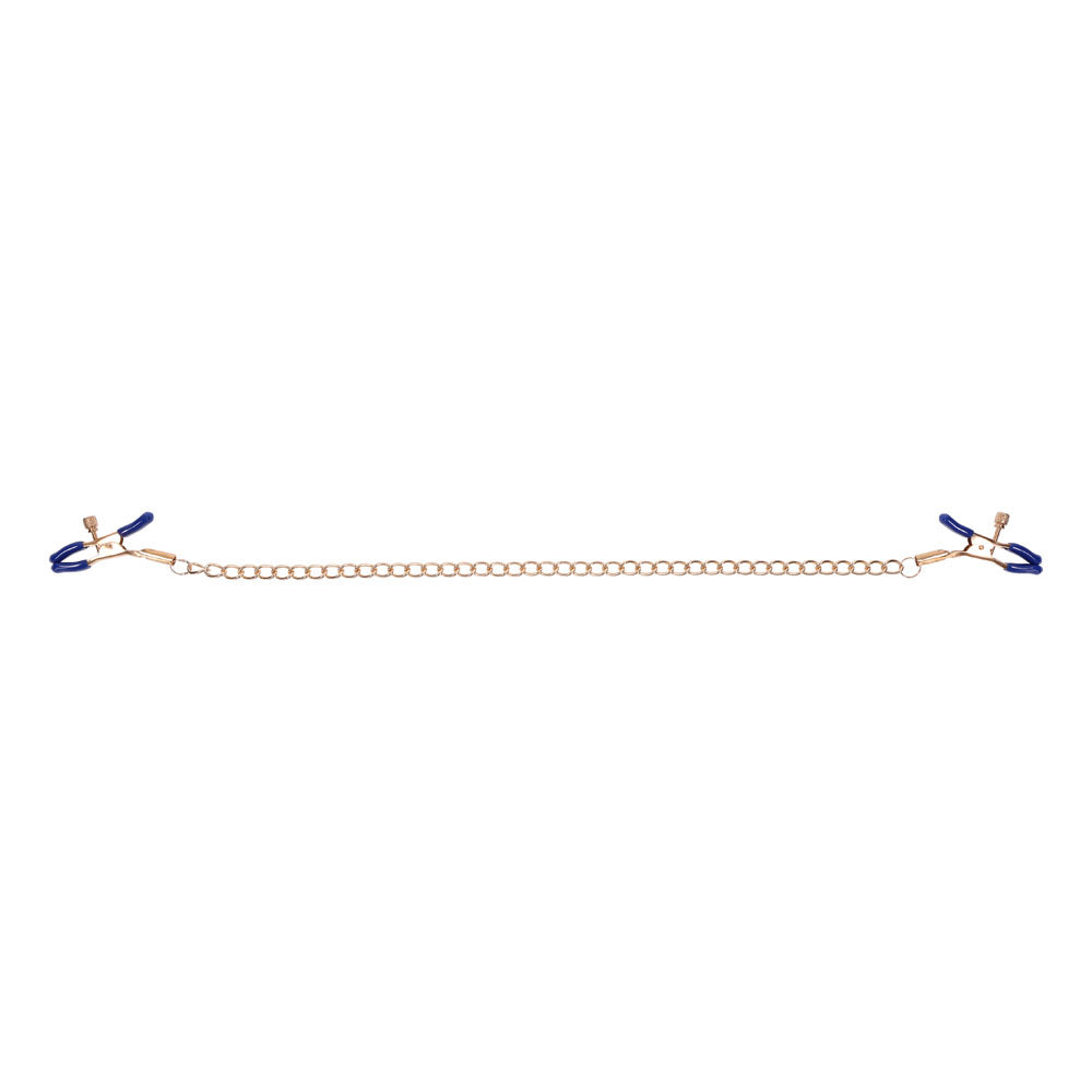Sex & Mischief Cougar Chained Nipple Clamps - Gold Nipple Clamps with Cougar Chain - Hush Store Sydney 