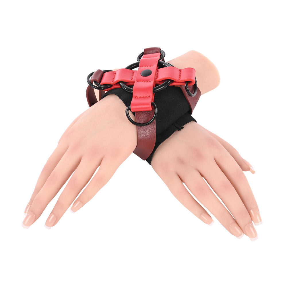 S&M Exs & Ohs Cross Cuffs - Red/Black Restraints - Hush Store Sydney 