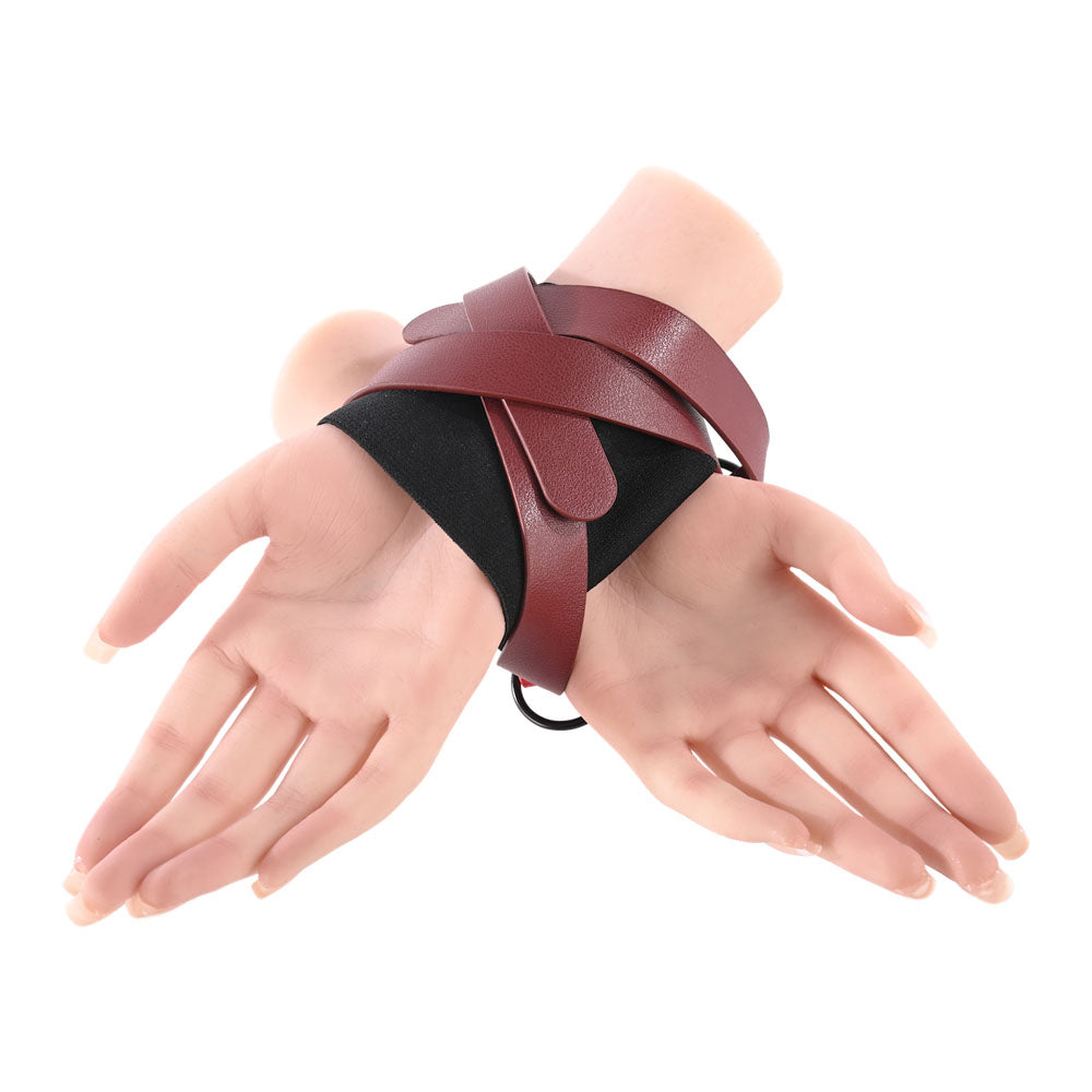 S&M Exs & Ohs Cross Cuffs - Red/Black Restraints - Hush Store Sydney 