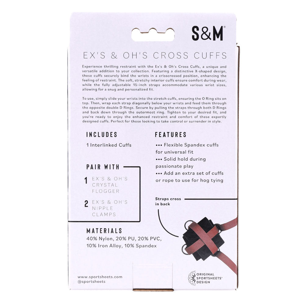 S&M Exs & Ohs Cross Cuffs - Red/Black Restraints - Hush Store Sydney 