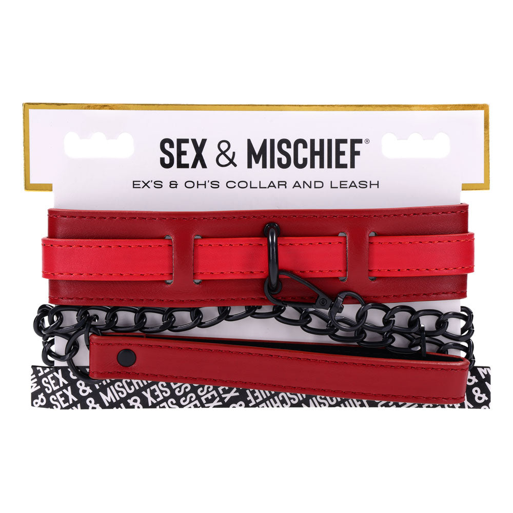 S&M Exs & Ohs Collar and Leash - Red Neck Restraint - Hush Store Sydney 