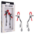 S&M Exs & Ohs Nipple Clamps - Red Tipped Metal Nipple Clamps - Set of 2 - Hush Store Sydney 