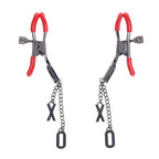 S&M Exs & Ohs Nipple Clamps - Red Tipped Metal Nipple Clamps - Set of 2 - Hush Store Sydney 