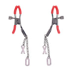 S&M Exs & Ohs Nipple Clamps - Red Tipped Metal Nipple Clamps - Set of 2 - Hush Store Sydney 