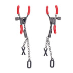 S&M Exs & Ohs Nipple Clamps - Red Tipped Metal Nipple Clamps - Set of 2 - Hush Store Sydney 