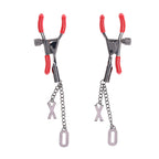 S&M Exs & Ohs Nipple Clamps - Red Tipped Metal Nipple Clamps - Set of 2 - Hush Store Sydney 