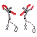 S&M Exs & Ohs Nipple Clamps - Red Tipped Metal Nipple Clamps - Set of 2 - Hush Store Sydney 