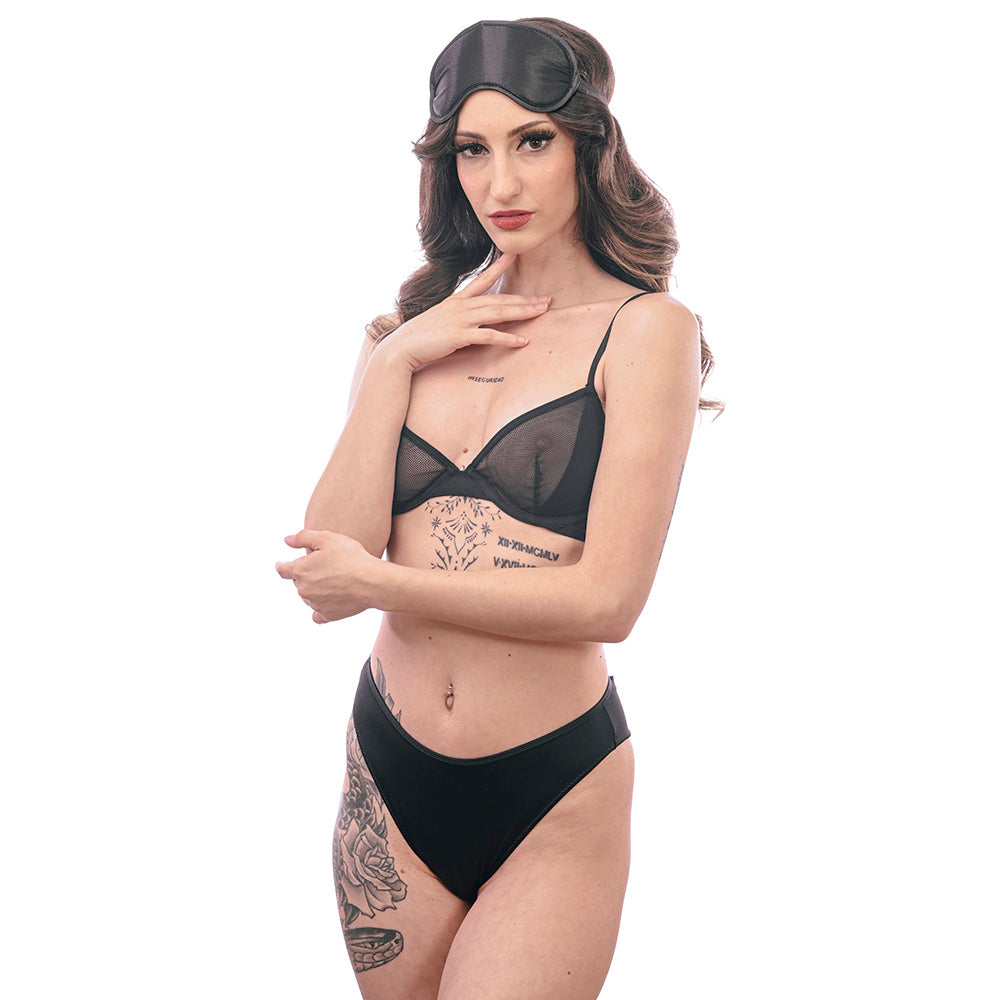 Sex & Mischief Satin Blindfold Black - Black Blindfold - Hush Store Sydney 