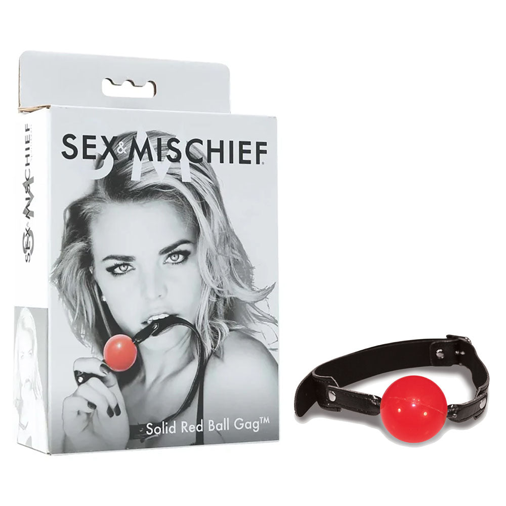 Sex & Mischief Solid Red Ball Gag - Red/Black Mouth Restraint - Hush Store Sydney 