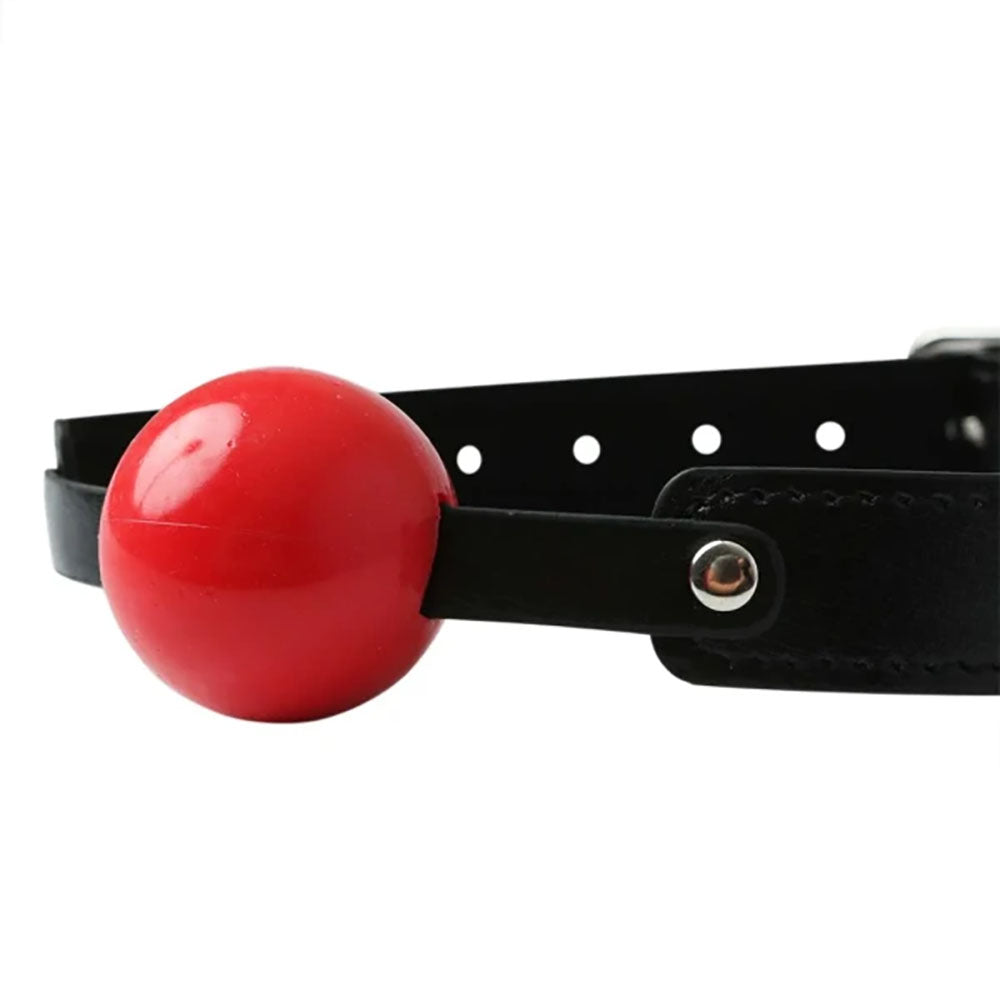 Sex & Mischief Solid Red Ball Gag - Red/Black Mouth Restraint - Hush Store Sydney 